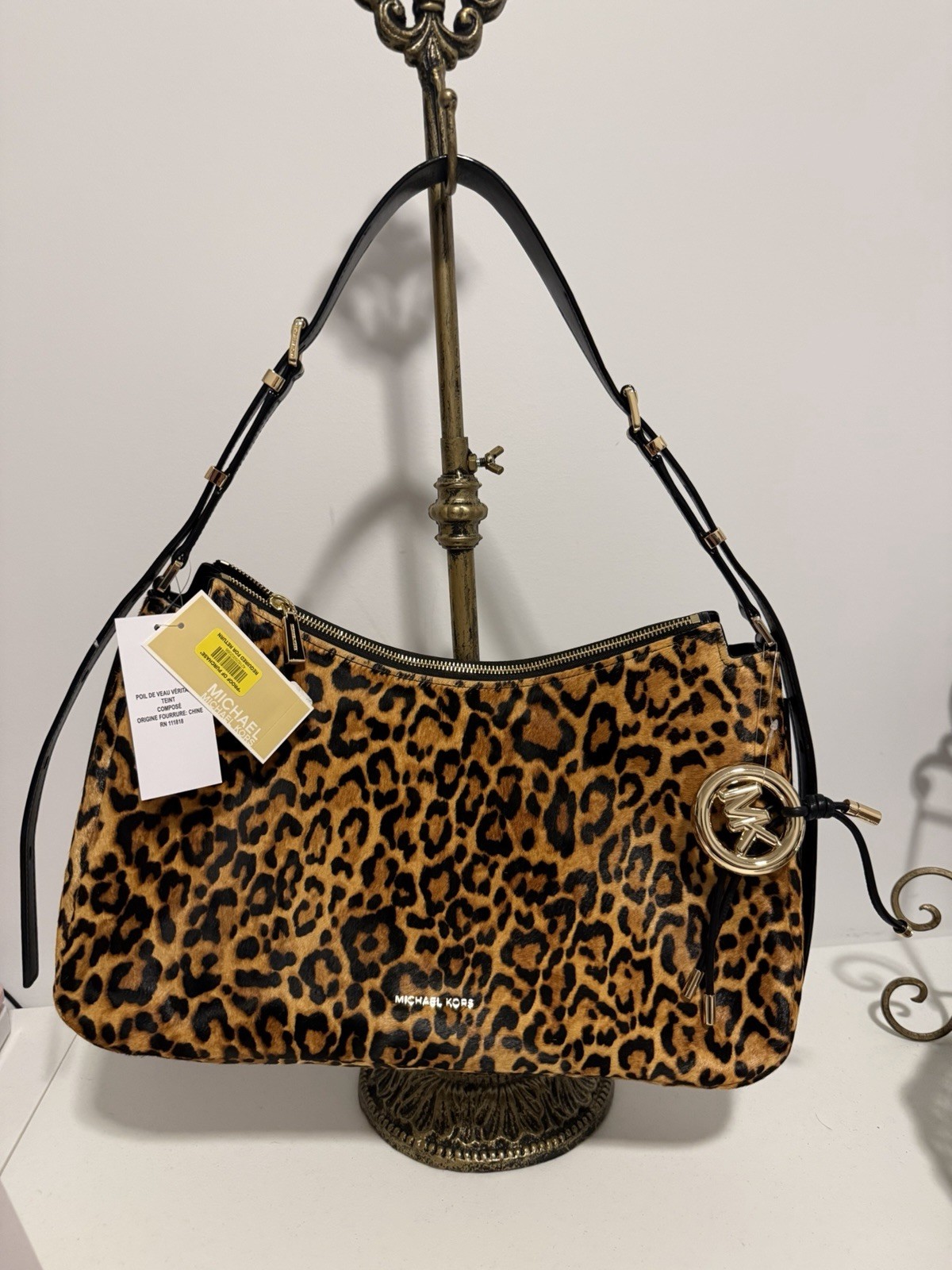 MICHAEL Michael Kors Medium Nolita Leopard Print Shoulder Bag NWT