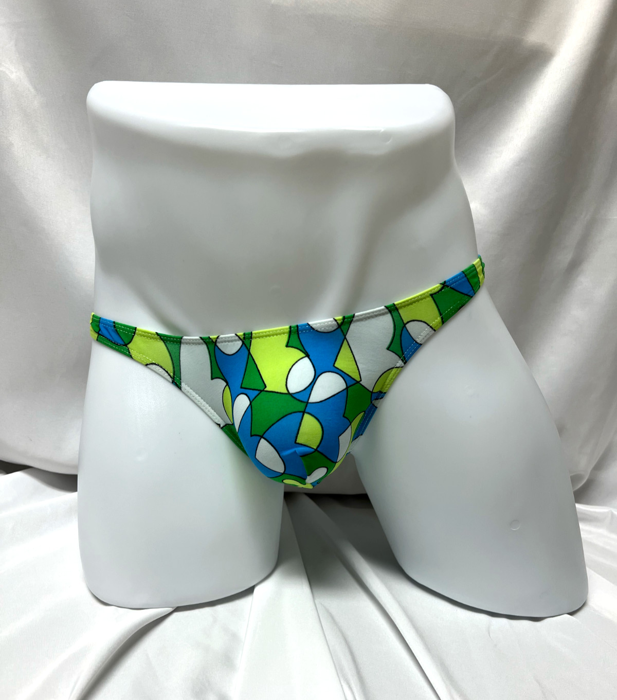 Men\'s Swim Thong Blue/Green Medium N2N Bodywear HO40 Heart On Micro NWT 702