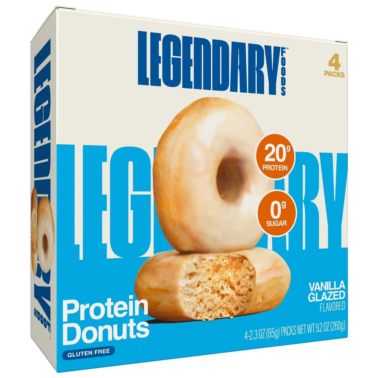 Legendary Foods , Protein Donuts Vanilla Glazed 9.2oz,4ct. Legendary Foods , Protein Donuts Vanilla Glazed 9.2oz,4ct.