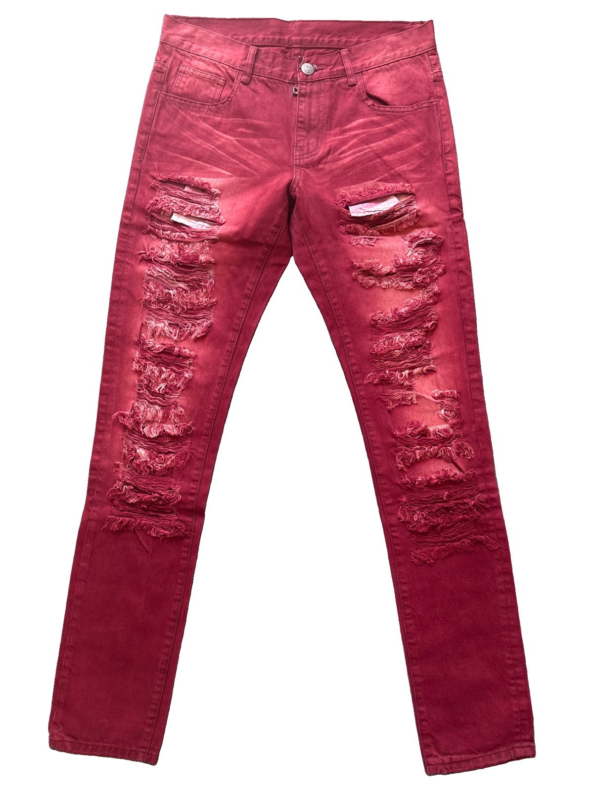 NWOT Crysp Denim Mens Size 32x32 LAVA DENIM RED JEANS Ripped Distressed NWOT Crysp Denim Mens Size 32x32 LAVA DENIM RED JEANS Ripped Distressed