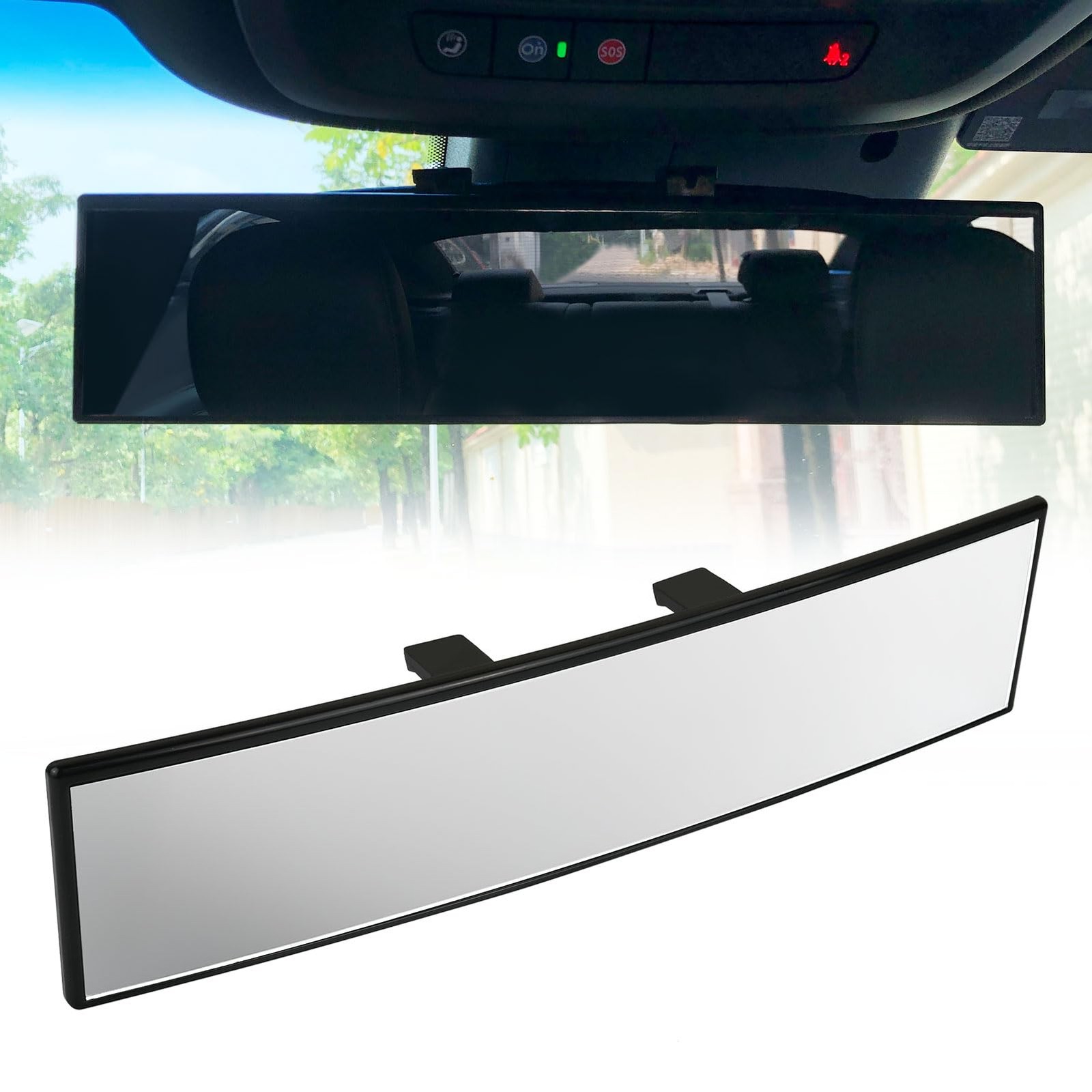 DS. DISTINCTIVE STYLE Wide Rear View Mirror Clip On 12 Inch Universal Panoramic