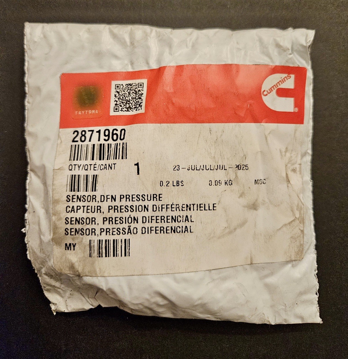 New GENUINE OEM Cummins DPF Differential Pressure Sensor 2871960 6.7l ISB QSB