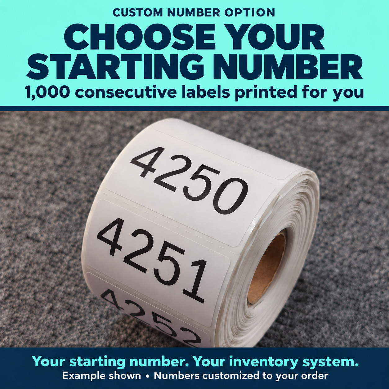1000 Inventory SKU Labels for Clothing Resellers Consecutive or Custom Numbers