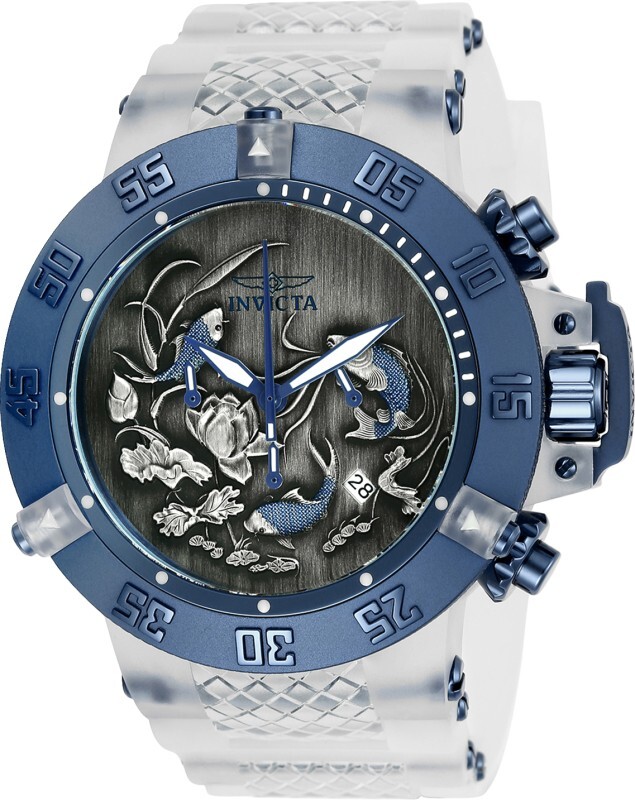 INVICTA Subaqua 50mm Silver Blue Koi Fish Men's Watch 24358 INVICTA Subaqua 50mm Silver Blue Koi Fish Men's Watch 24358