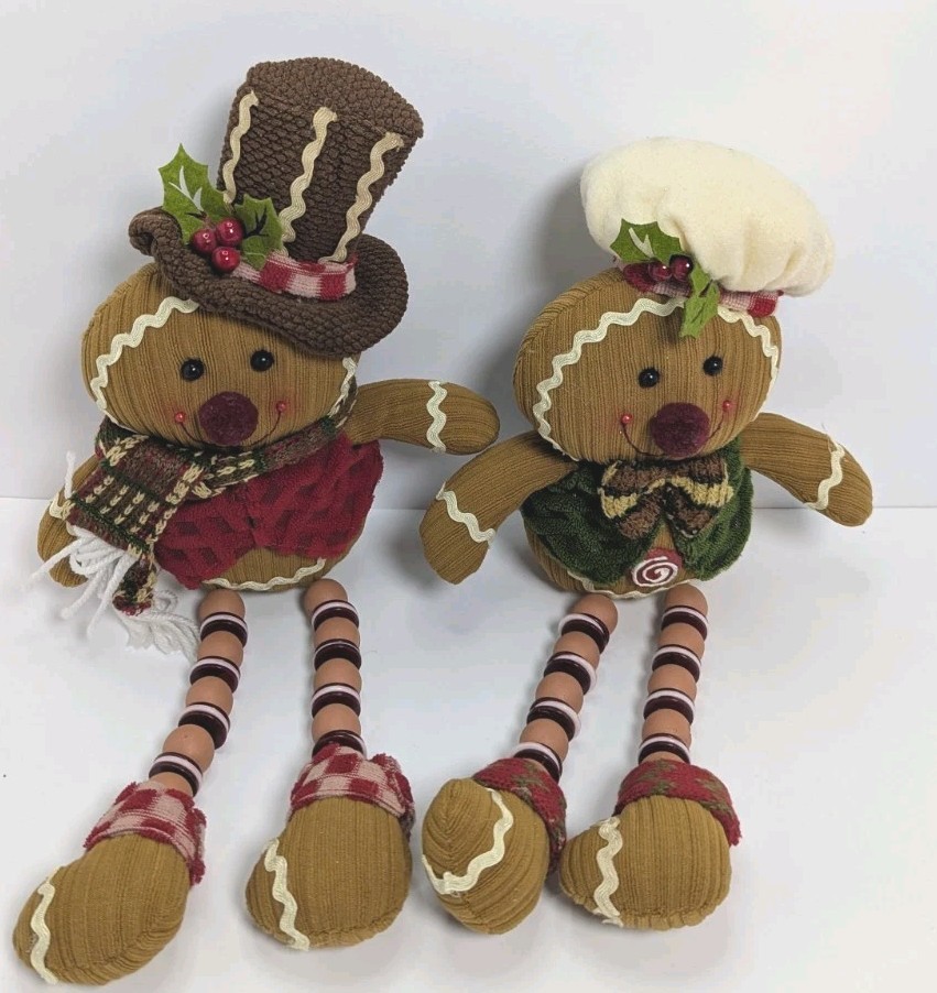 Gingerbread Set Boy & Girl Dangle Legs Shelf Sitter Christmas