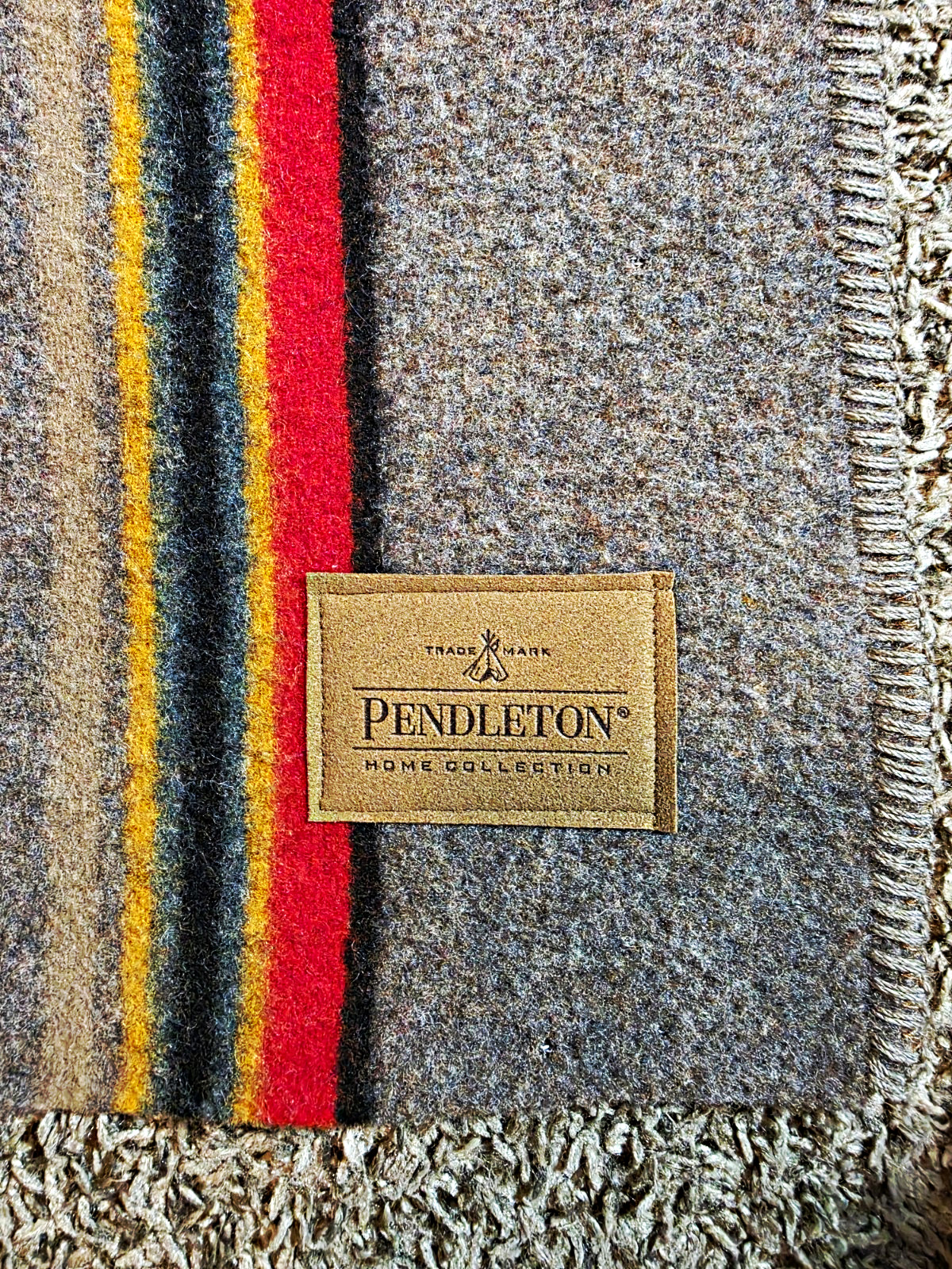 Pendleton Home Collection Striped Blanket Throw Gray Red Yellow Black 50x70