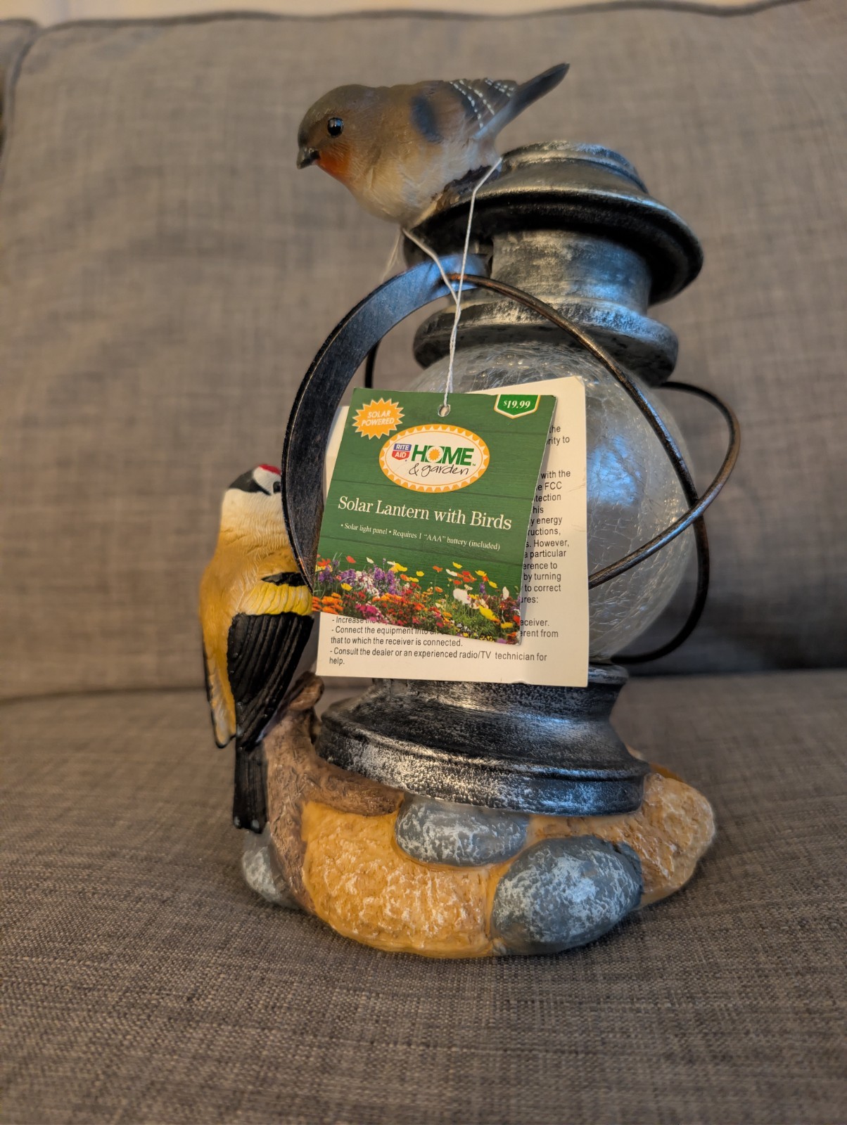 RITE-AID Home & Garden Solar-Powered Lantern with Birds w/ Tags