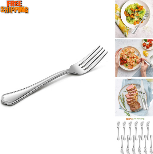 Elegant 12-Piece Stainless Steel Dinner Fork Set, 7.9