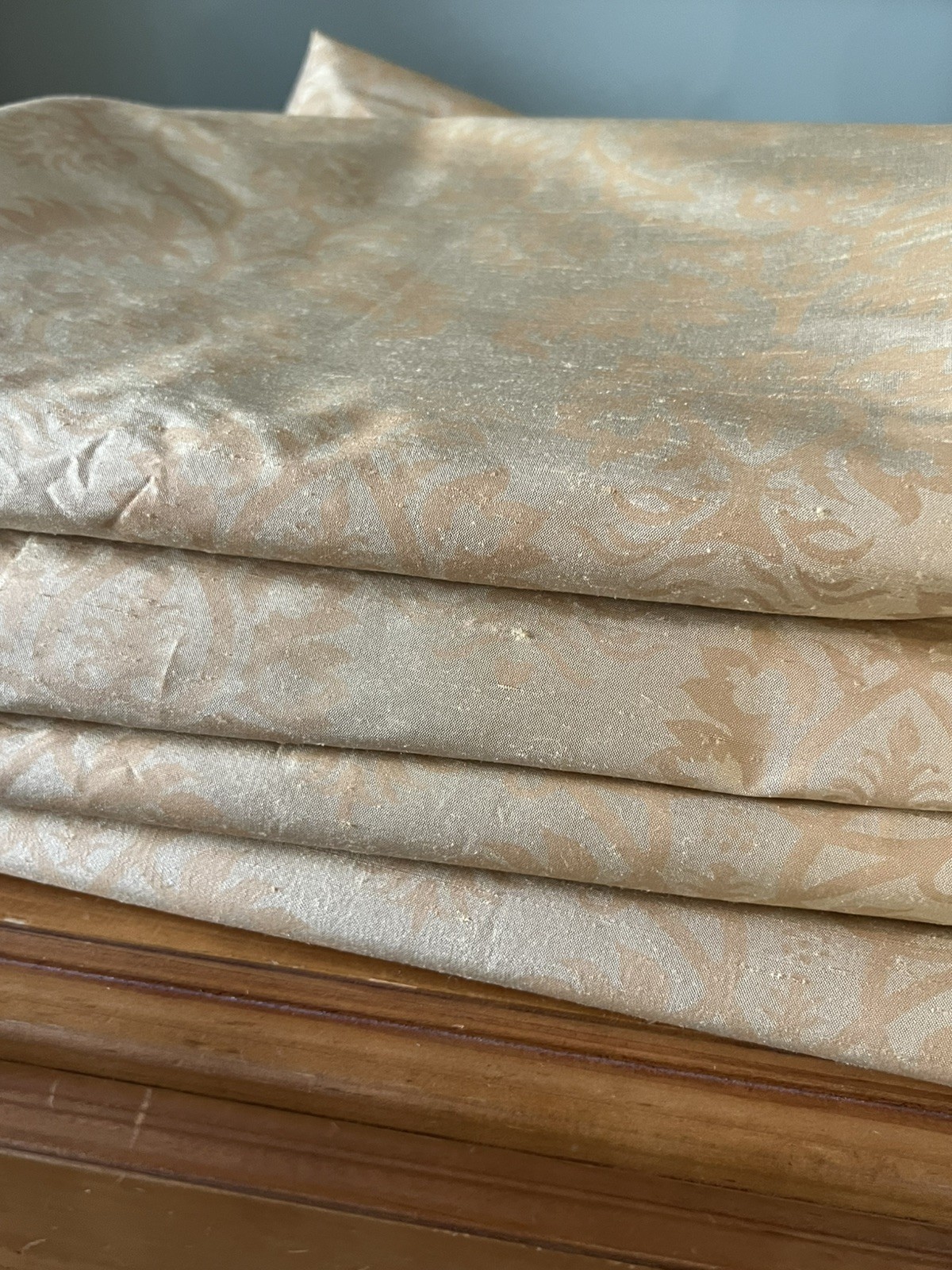 Restoration Hardware Thai Silk - 4 Panels 50X83 in. Lined Gold Botanical Design Restoration Hardware Thai Silk - 4 Panels 50X83 in. Lined Gold Botanical Design