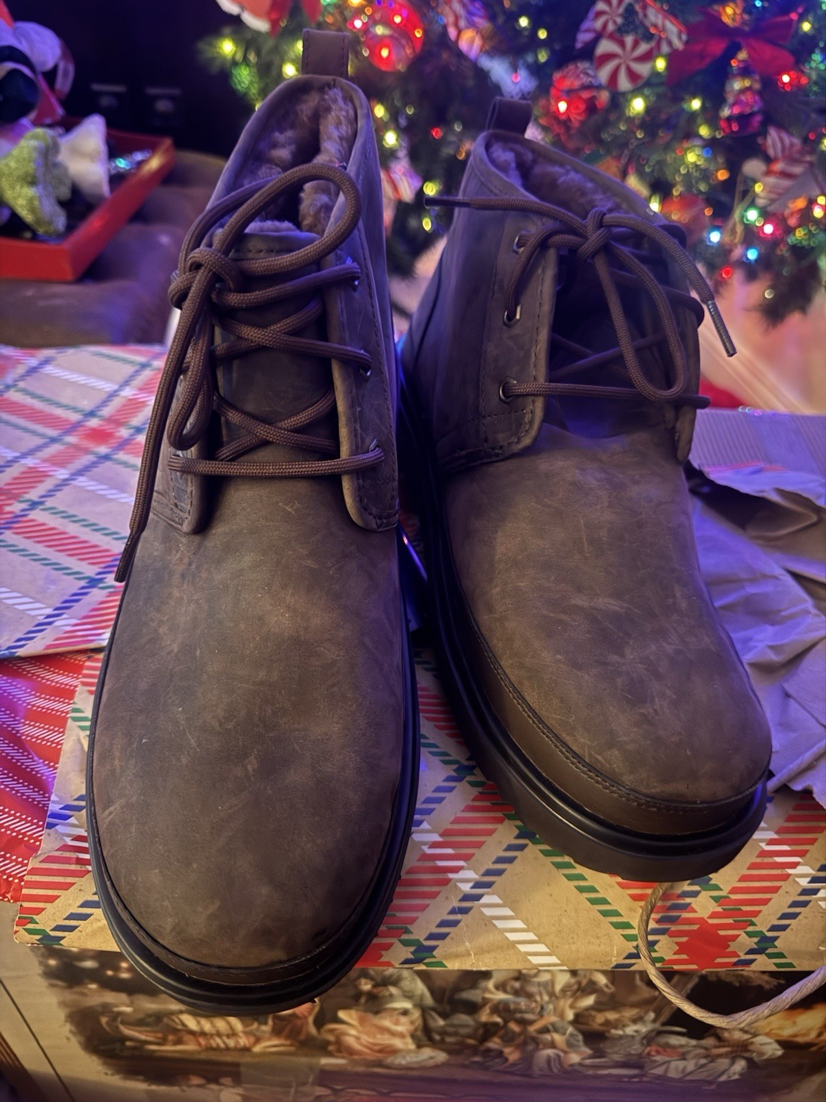 UGG Neumel Slate Gray Men’s Chukka Fuzzy Ankle Boots Size 11
