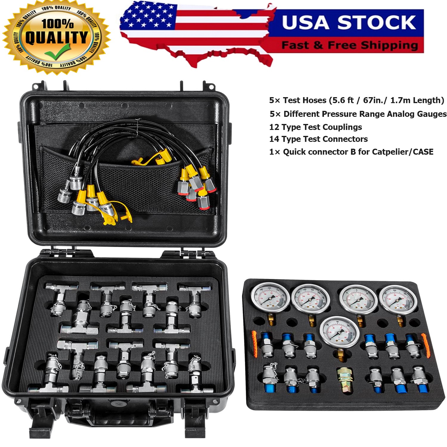 Hydraulic Pressure Test Complete Kit for Caterpillar,CASE Excavator Construction