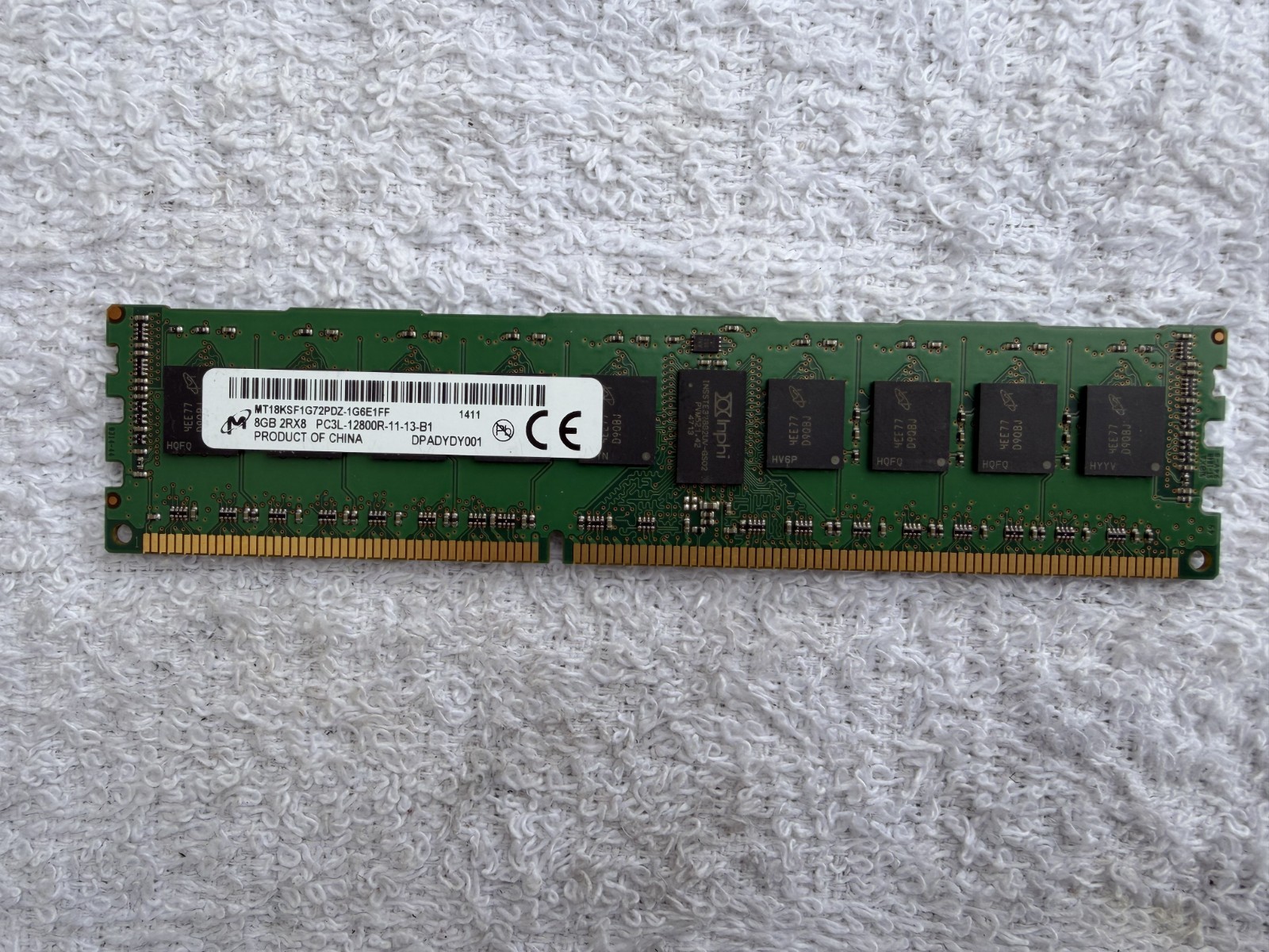 Micron 8GB 2RX8 PC3L-12800R-11-13-B1 Server RAM MT18KSF1G72PDZ-1GE6E1FF Micron 8GB 2RX8 PC3L-12800R-11-13-B1 Server RAM MT18KSF1G72PDZ-1GE6E1FF