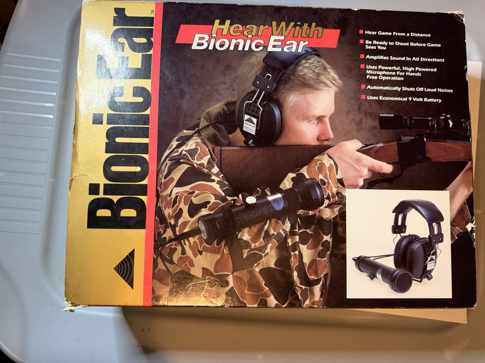 Vintage 1988 Silver Creek Bionic Ear Electronic Sound Amplifier Spy Hunting Box
