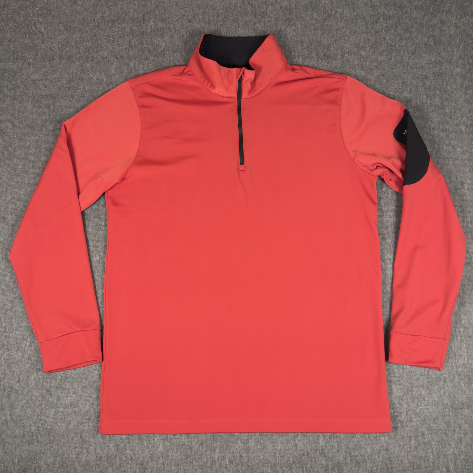 Loudmouth Pullover Mens Medium Red 1/4 Zip Long Sleeve Golf Mock Neck Top Layer