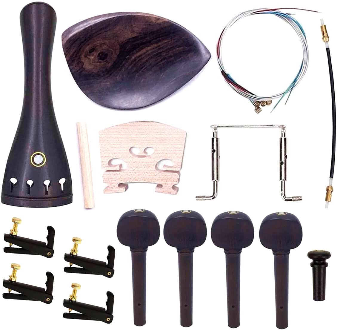 TUOREN 4/4 Full Size Violin Accessories Kit Bridge, size, Dark Brown TUOREN 4/4 Full Size Violin Accessories Kit Bridge, size, Dark Brown