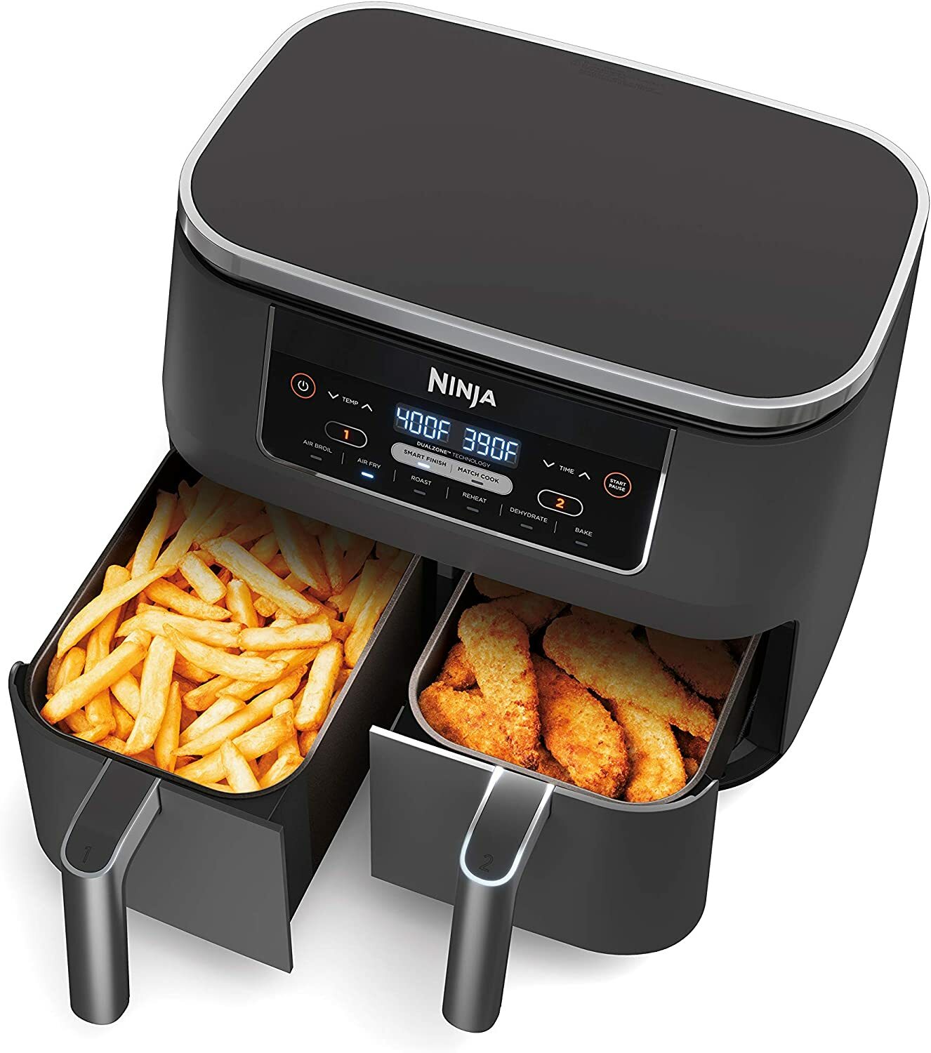 Ninja DZ201 Foodi 8-Qt 6-in-1 DualZone Air Fryer Smart Finish Refurbished