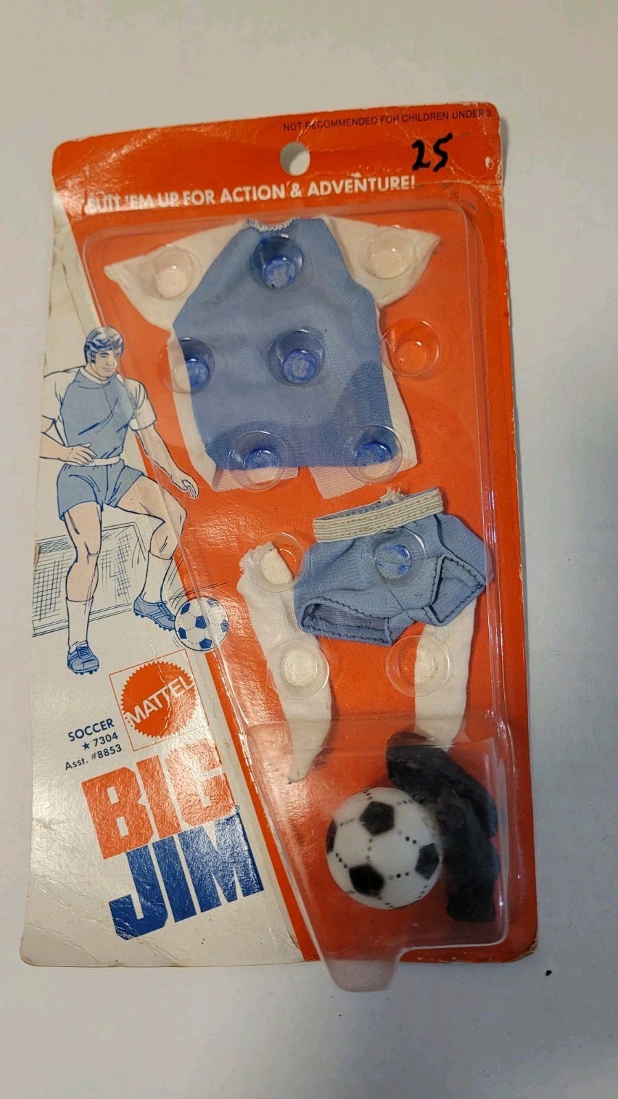 1973 Mattel Big Jim Soccer Suit Outfit Ball In Original Package 