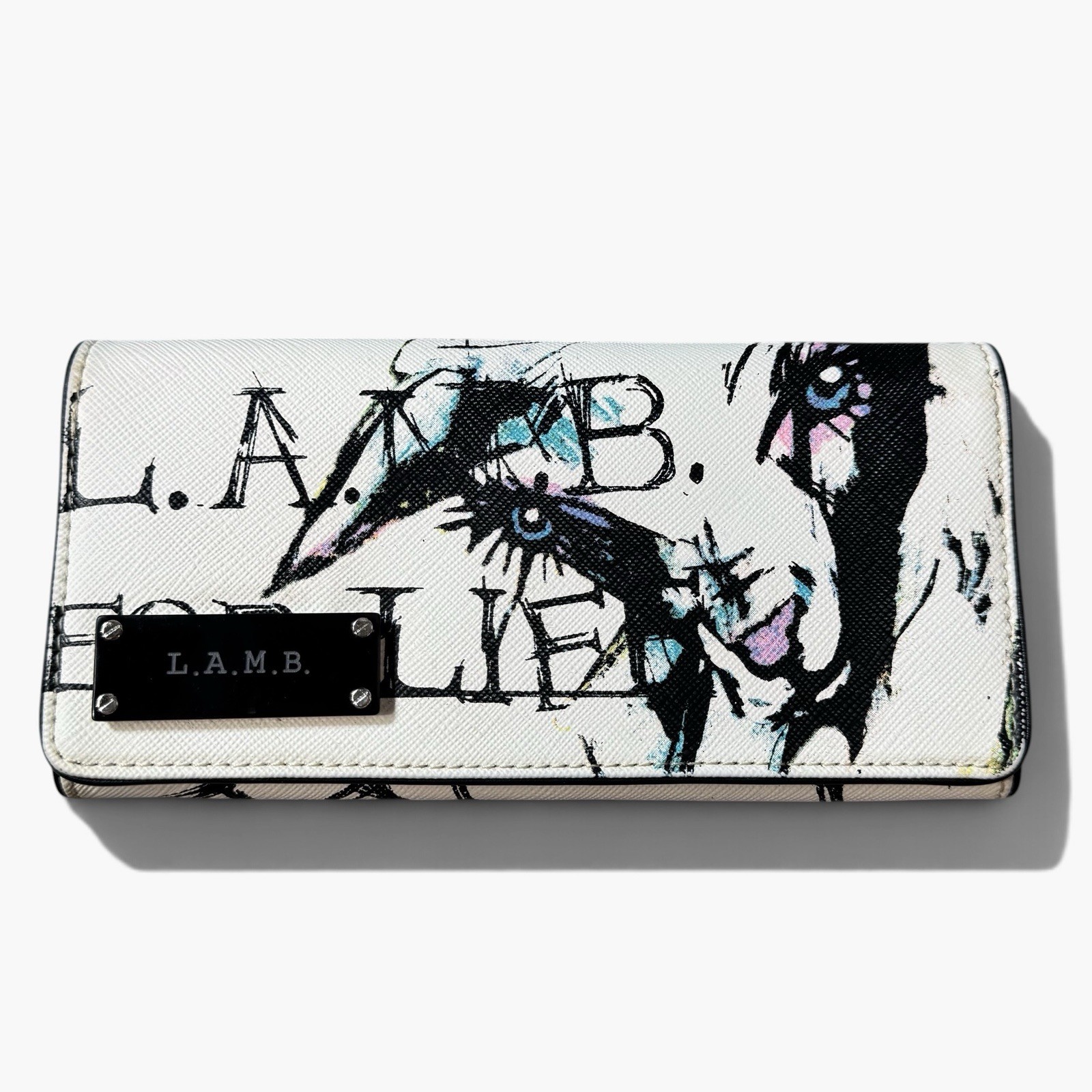 L.A.M.B. Gwen Stefani Lamb For Life Walderston Signature Luxury Wallet White Y2K