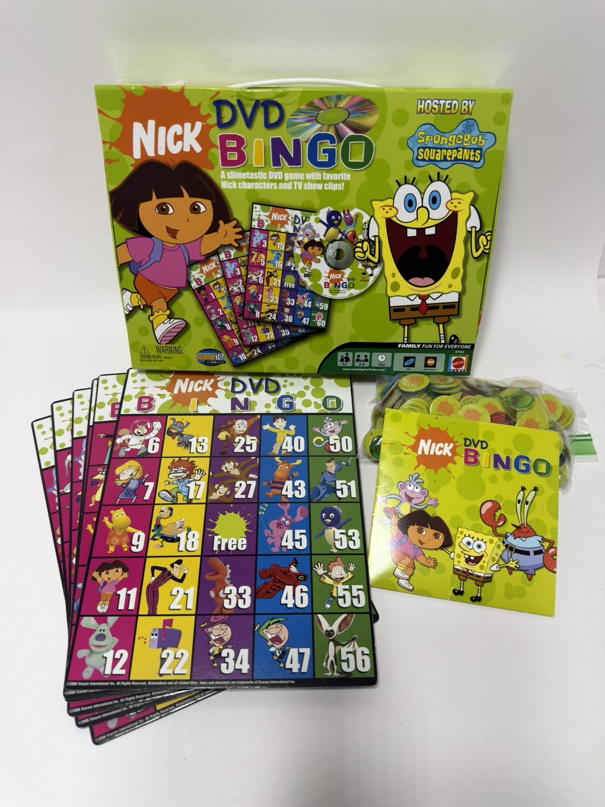 Vintage 2006 Nickelodeon DVD Bingo Game Spongebob Dora Mattel Complete Box Vintage 2006 Nickelodeon DVD Bingo Game Spongebob Dora Mattel Complete Box