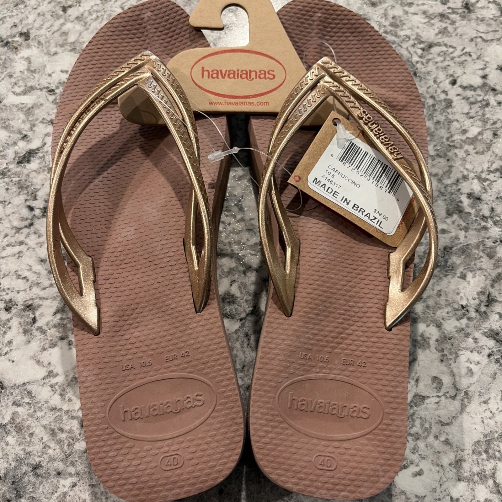 Havaianas Cappuccino Wedge Flip Flops Women\'s Sz 10.5 US New Havaianas Cappuccino Wedge Flip Flops Women\'s Sz 10.5 US New