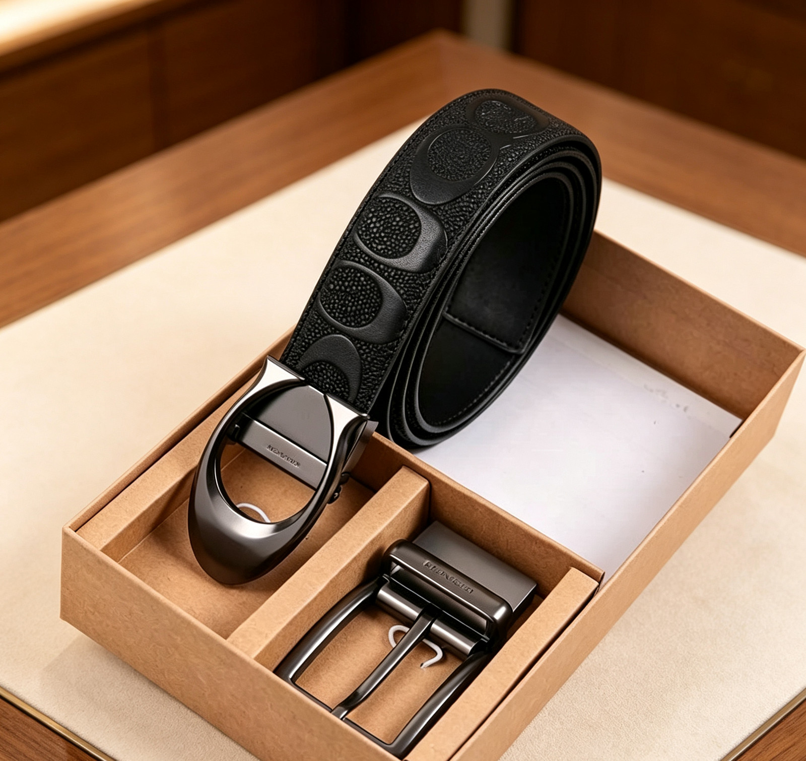 🎁COACH Men\'s belt business casual signature leather belt with two buckle 120cm.