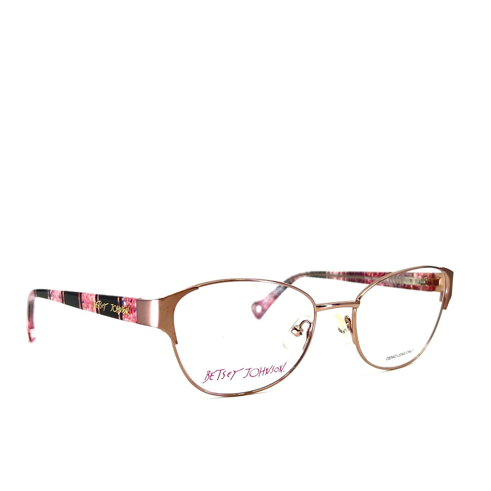 Betsey Johnson Eyeglasses Glitz PNK Black Full Rim Metal Frames 52-18-135
