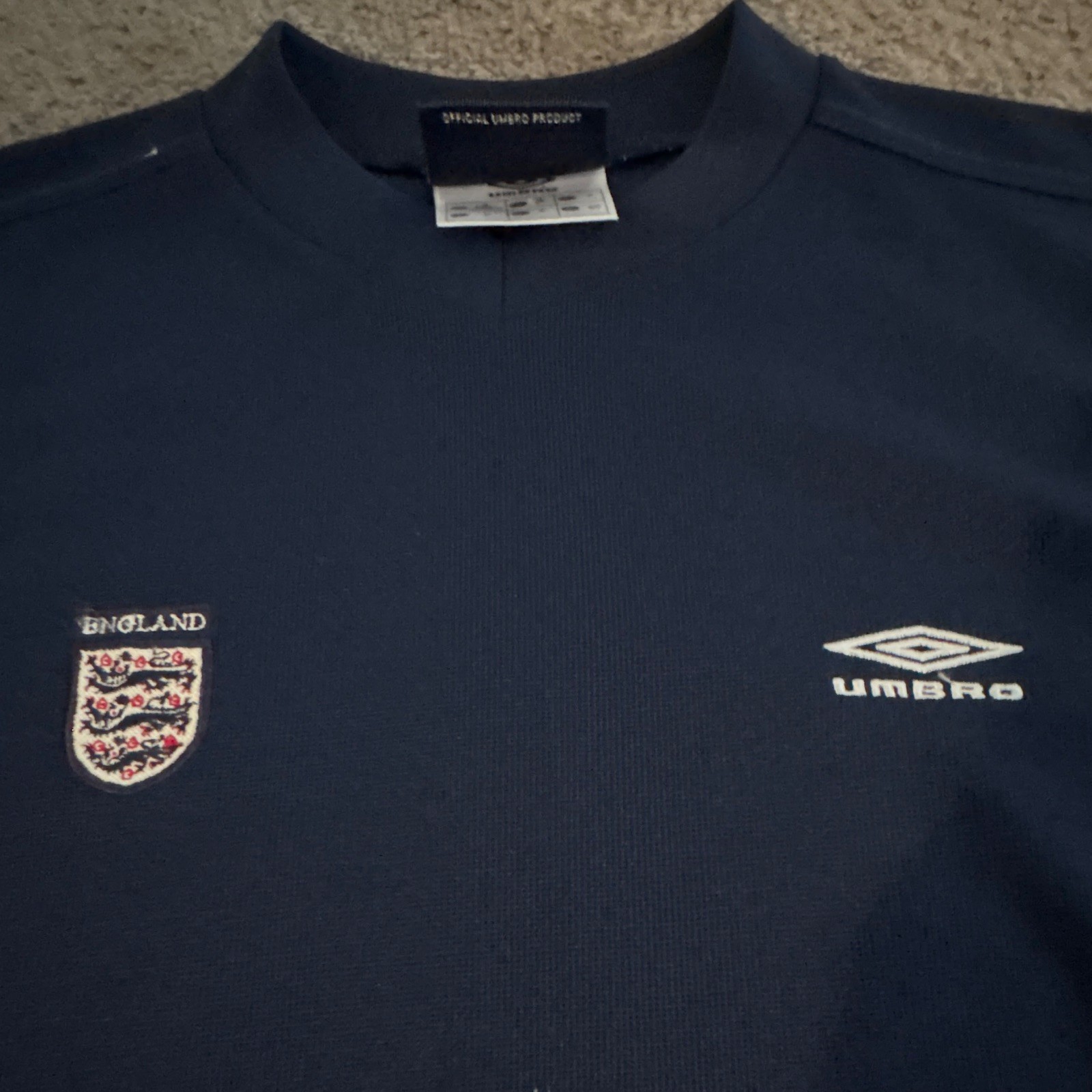 Vintage Umbro England Training Shirt Med Navy Blue Short Sleeve 1999-01 NM Vintage Umbro England Training Shirt Med Navy Blue Short Sleeve 1999-01 NM