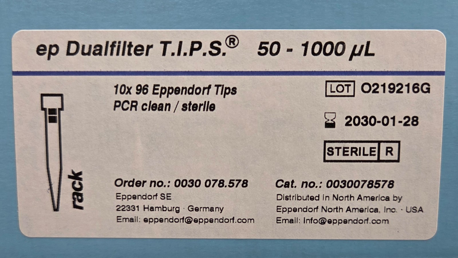 Eppendorf ep Dualfilter T.I.P.S. 50-1000 uL Filter Pipette Tips Cat# 0030078578