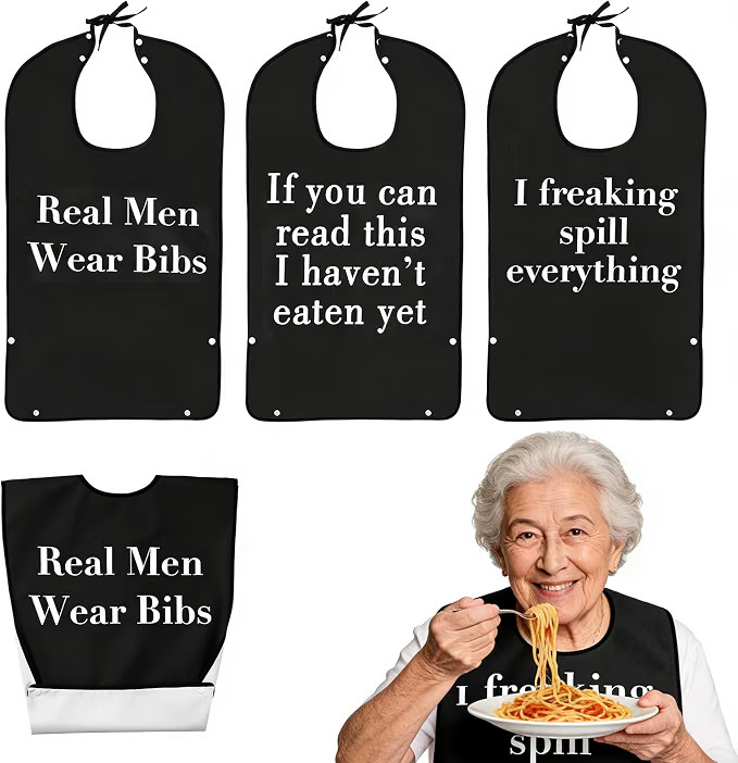 3 Pcs Funny Adult Bibs for Men Washable Waterproof Adult Bib for Eating with Cru 3 Pcs Funny Adult Bibs for Men Washable Waterproof Adult Bib for Eating with Cru