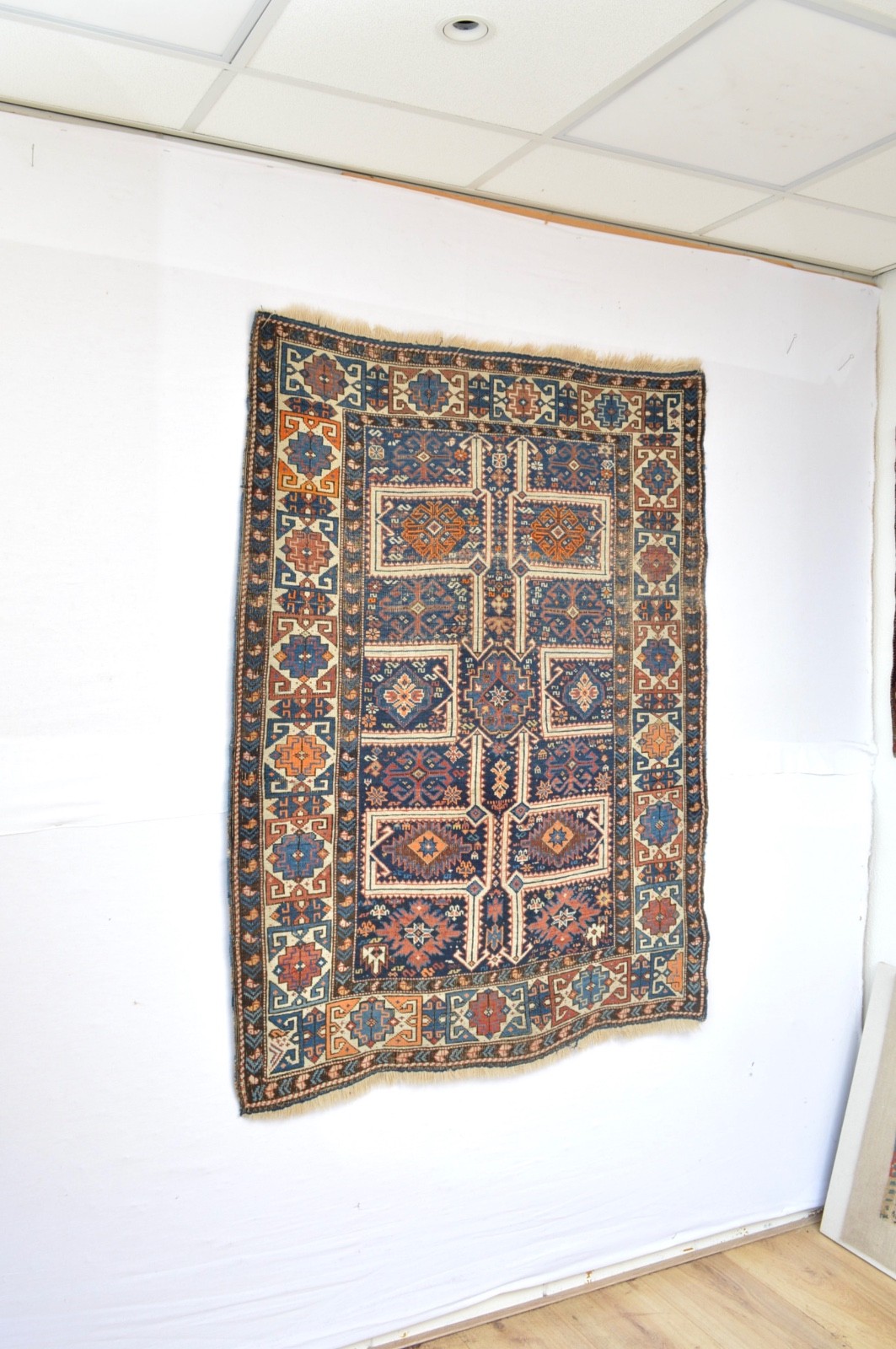 BEAUTIFUL ANTIQAUE 1890\'S SHIRVAN RUG WITH GREAT DESIGN ***WWS*** AS FOUND AS IS
