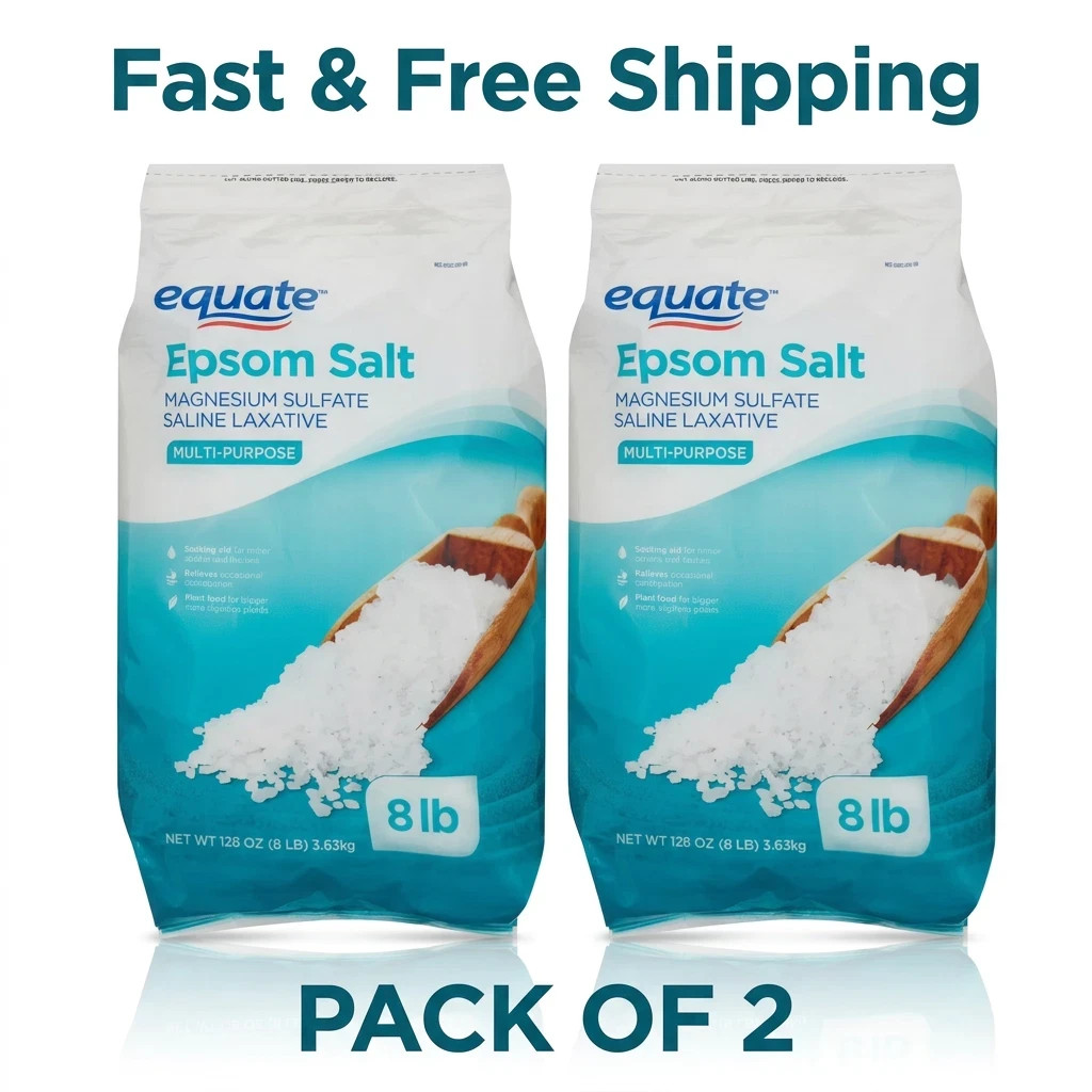 Equate Epsom Salt, Magnesium Sulfate, 128 oz (8lb), Unscented - ( PACK OF 2 ),..