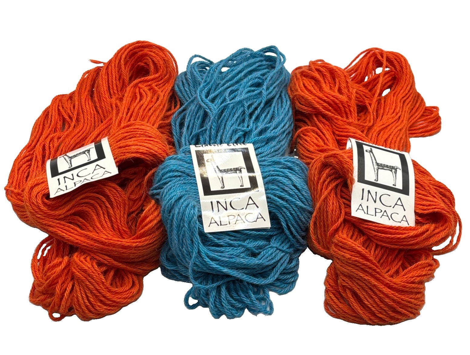 Lot Of 3 Classic Elite Yarn Inca Alpaca 100% Baby Alpaca Yarn Hanks Orange Blue