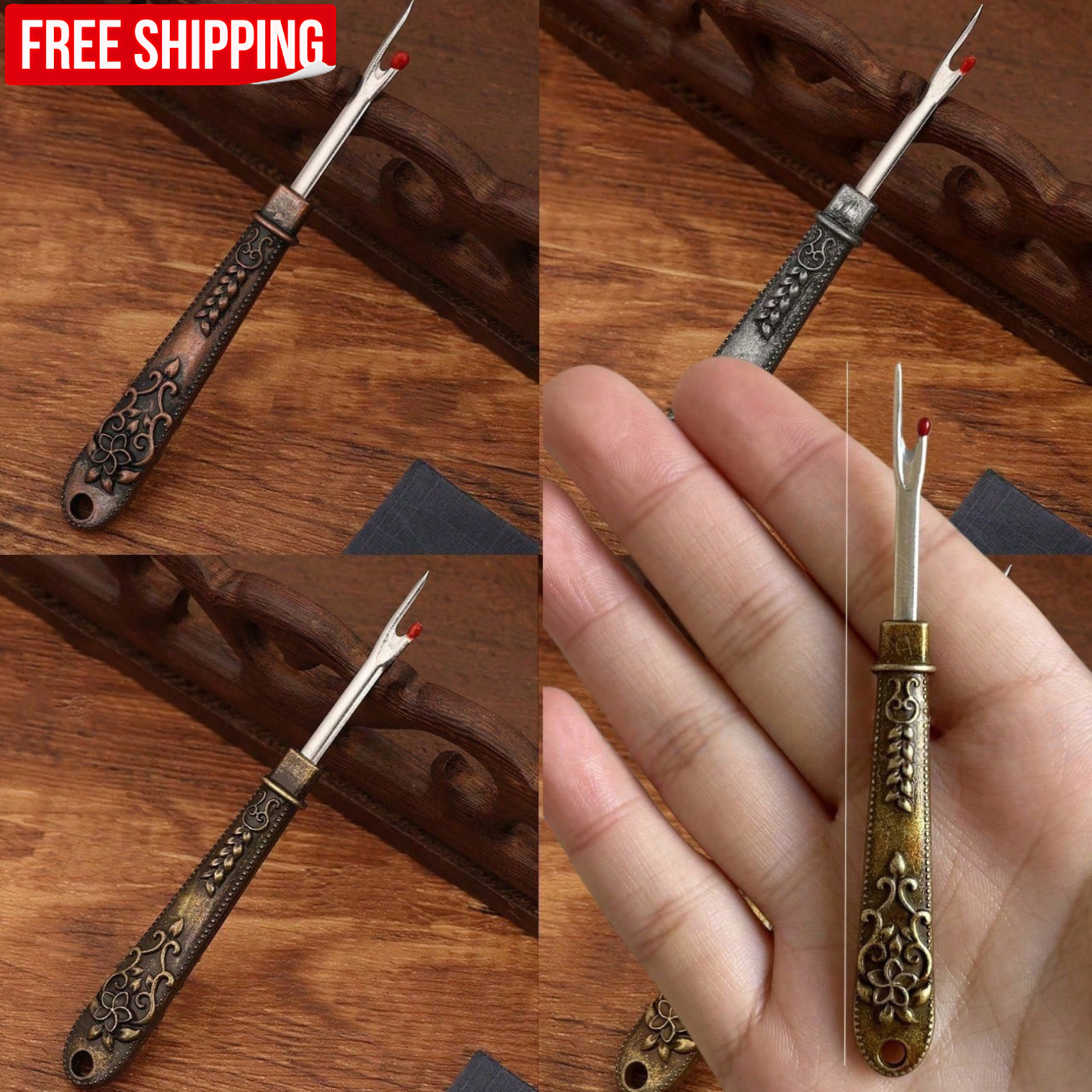2PCS Vintage Seam Ripper Stitch Remover Multi-Purpose Thread Cutter Sewing Tool 2PCS Vintage Seam Ripper Stitch Remover Multi-Purpose Thread Cutter Sewing Tool