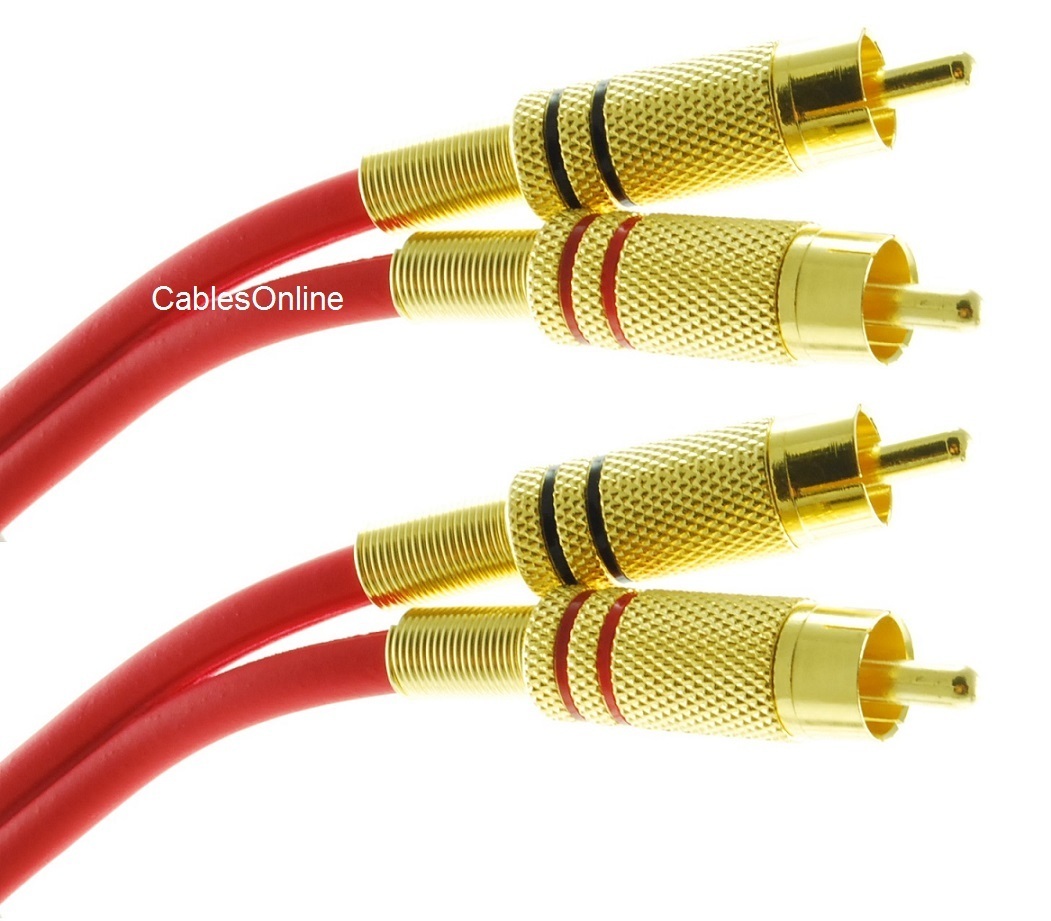 Dual-RCA Male/Male Gold-Plated Ultra-Flexible Red Audio Cable, AV-4xxR