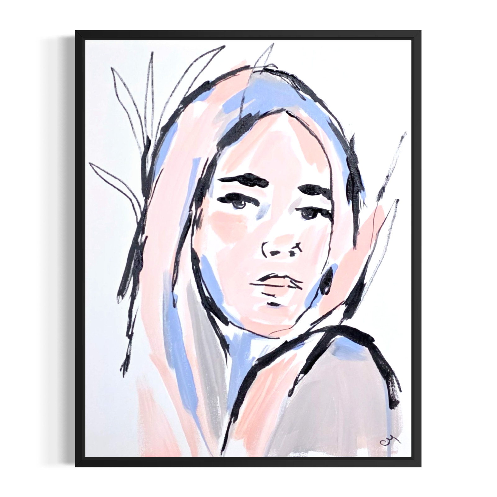 Original Acrylic 11x14 Abstract Women\'s Portrait Painting Signed Wall Art Canvas