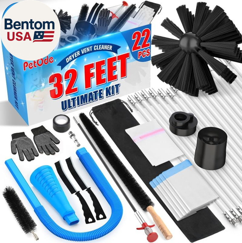 32-Feet Dryer Vent Cleaner Kit, Dryer Vent Cleaning Kit Lint Remover with Dryer 32-Feet Dryer Vent Cleaner Kit, Dryer Vent Cleaning Kit Lint Remover with Dryer