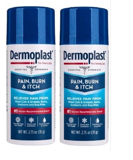 Dermoplast Pain, Burn&Itch Spray for Minor Cuts, Burns, 2.75 oz, 2 Pack