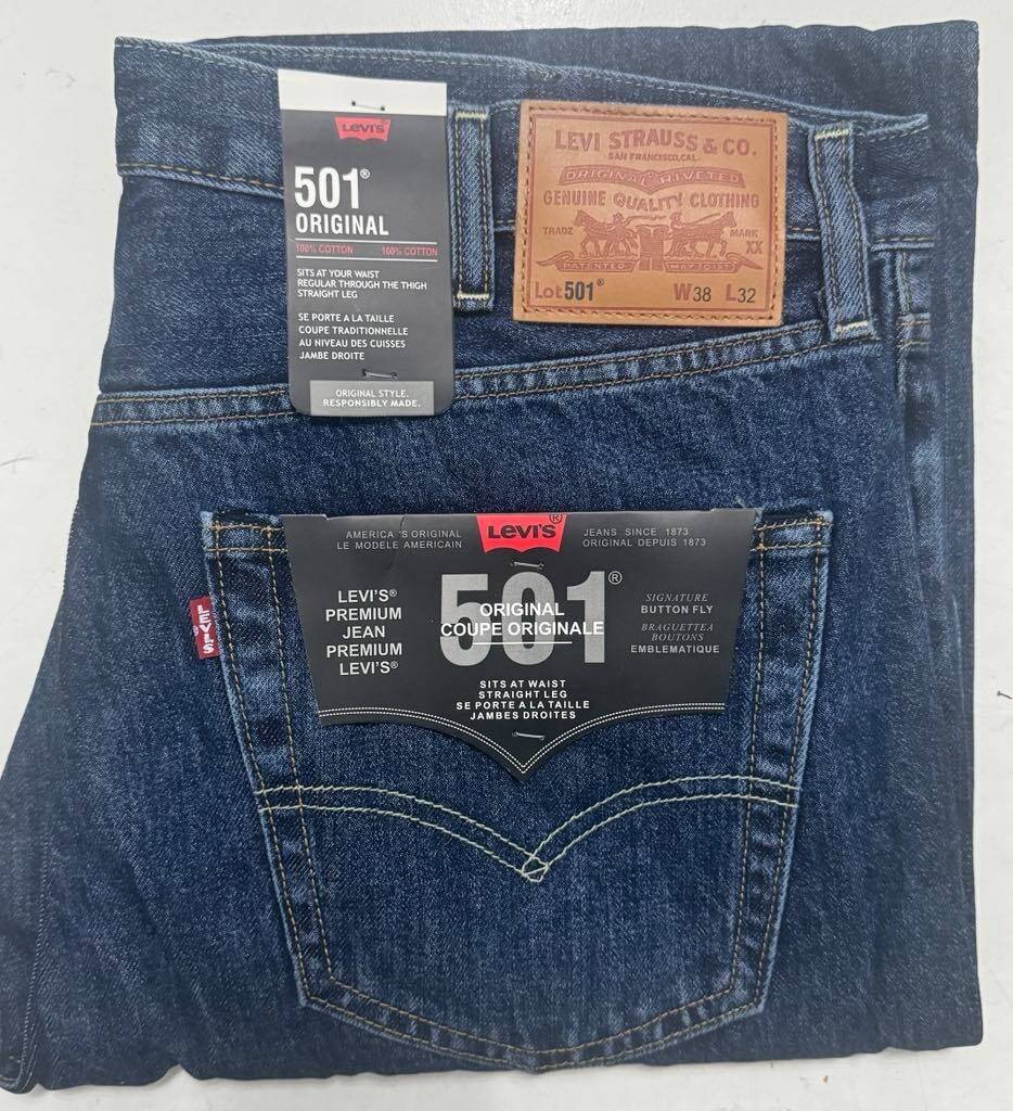 Levi\'s 501 Original Regular Fit Original Blue Jeans Straight Leg all Sizes Levi\'s 501 Original Regular Fit Original Blue Jeans Straight Leg all Sizes