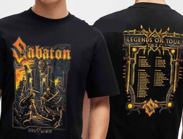 🔥HOT Sabaton Legends On Tour Dates 2026 T-Shirt Two Sided Reprint 🔥HOT Sabaton Legends On Tour Dates 2026 T-Shirt Two Sided Reprint