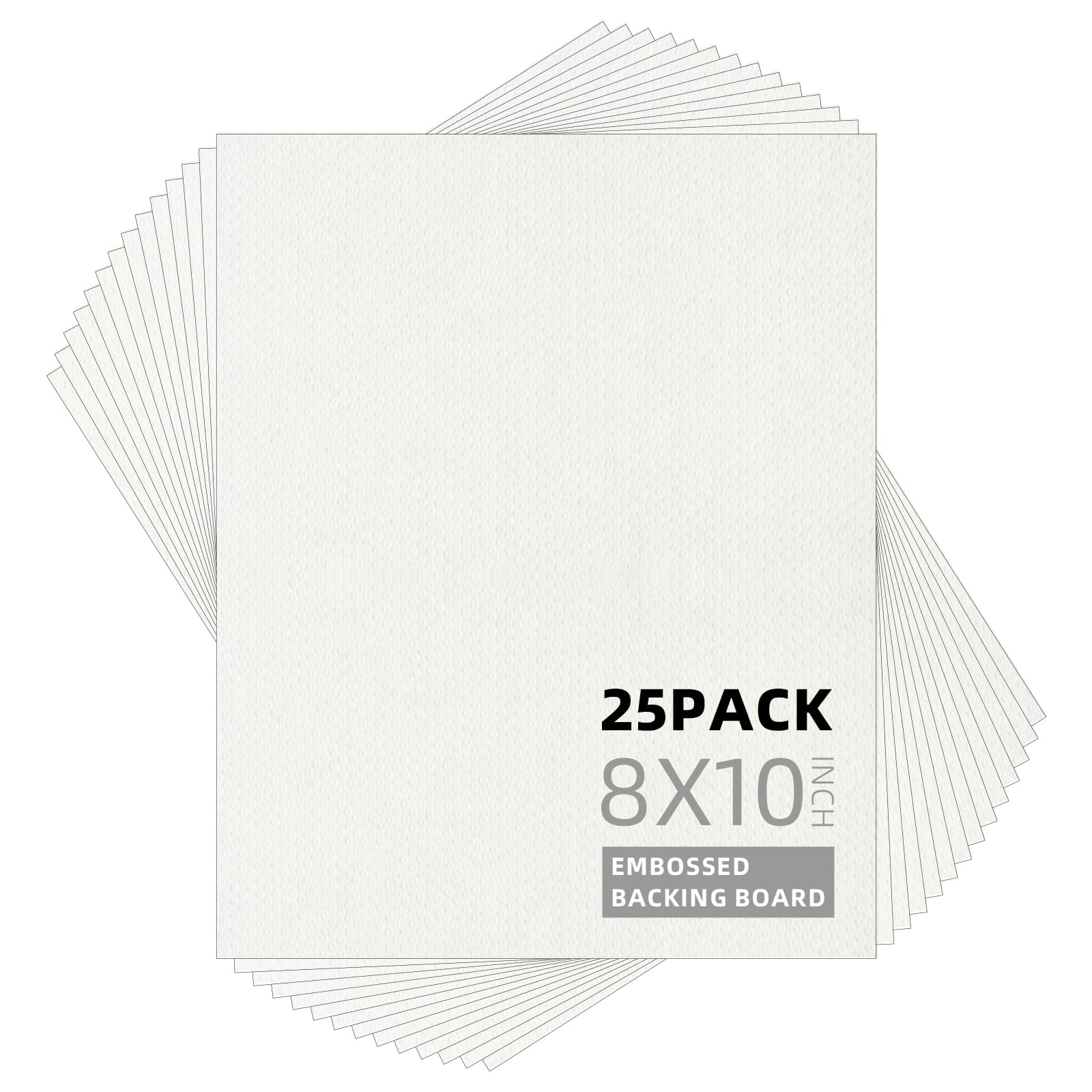 Somime 25 Pack Embossed Backing Boards, 8x10 Uncut White Mat Boards
