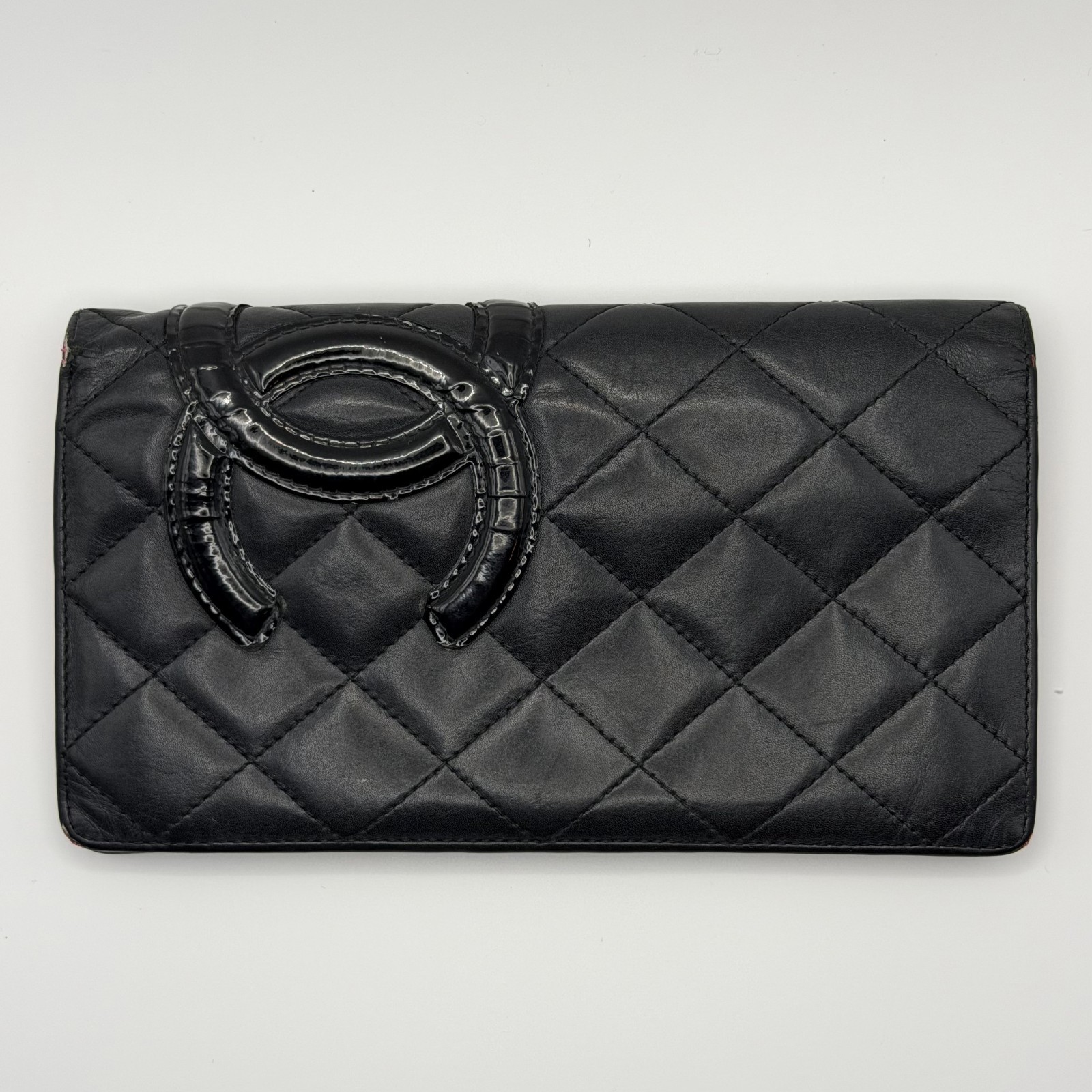 Chanel Cambon Matelasse Bifold Long Wallet Leather Black Authentic France