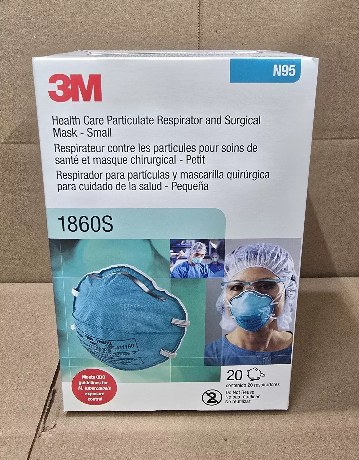 Case of 360 3M 1860S N95 Small Particulate Respirator and Surgical Mask
