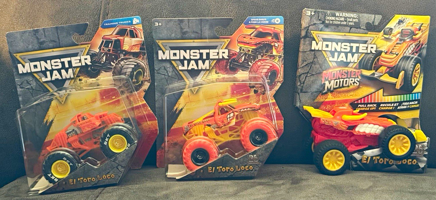 Monster Jam El Toro Loco 1:64 Diecast Monster Truck Lot - 3 Cars Unopened Monster Jam El Toro Loco 1:64 Diecast Monster Truck Lot - 3 Cars Unopened