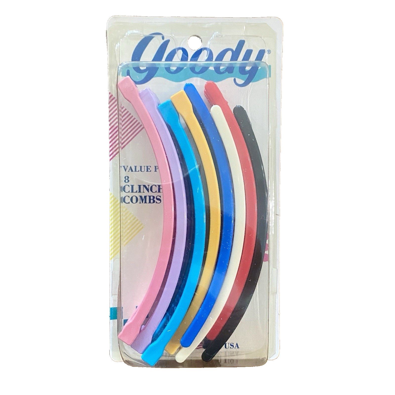Goody 5 Clincher Comb Banana Combs 1989 VTG Retro Mult-Color, 8 ct