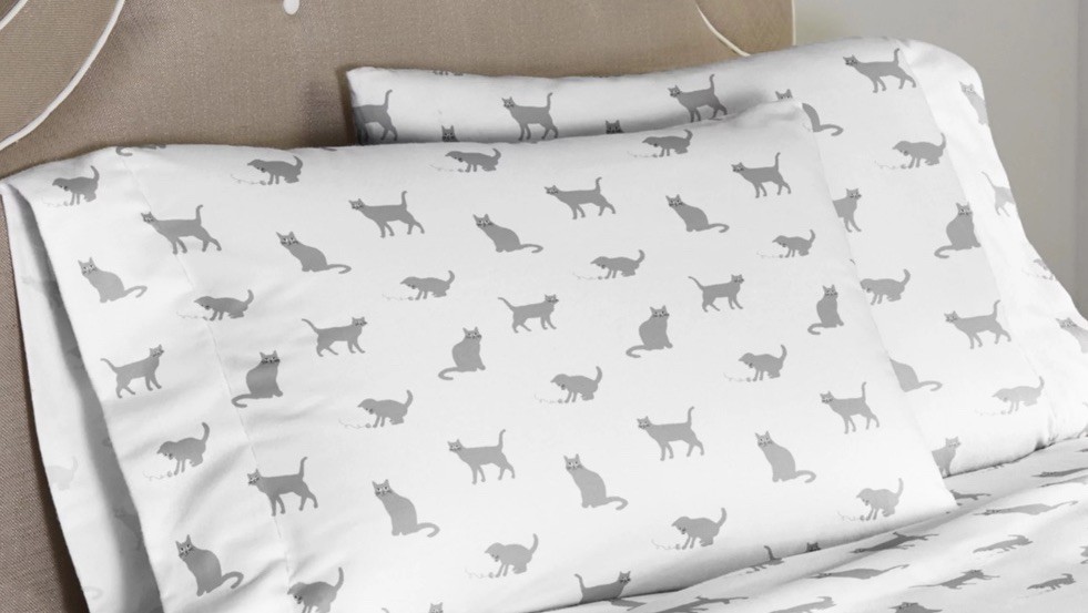 Pointehaven Luxury Flannel Standard 180 GSM PILLOWCASES Set 2  GRAY CATS New