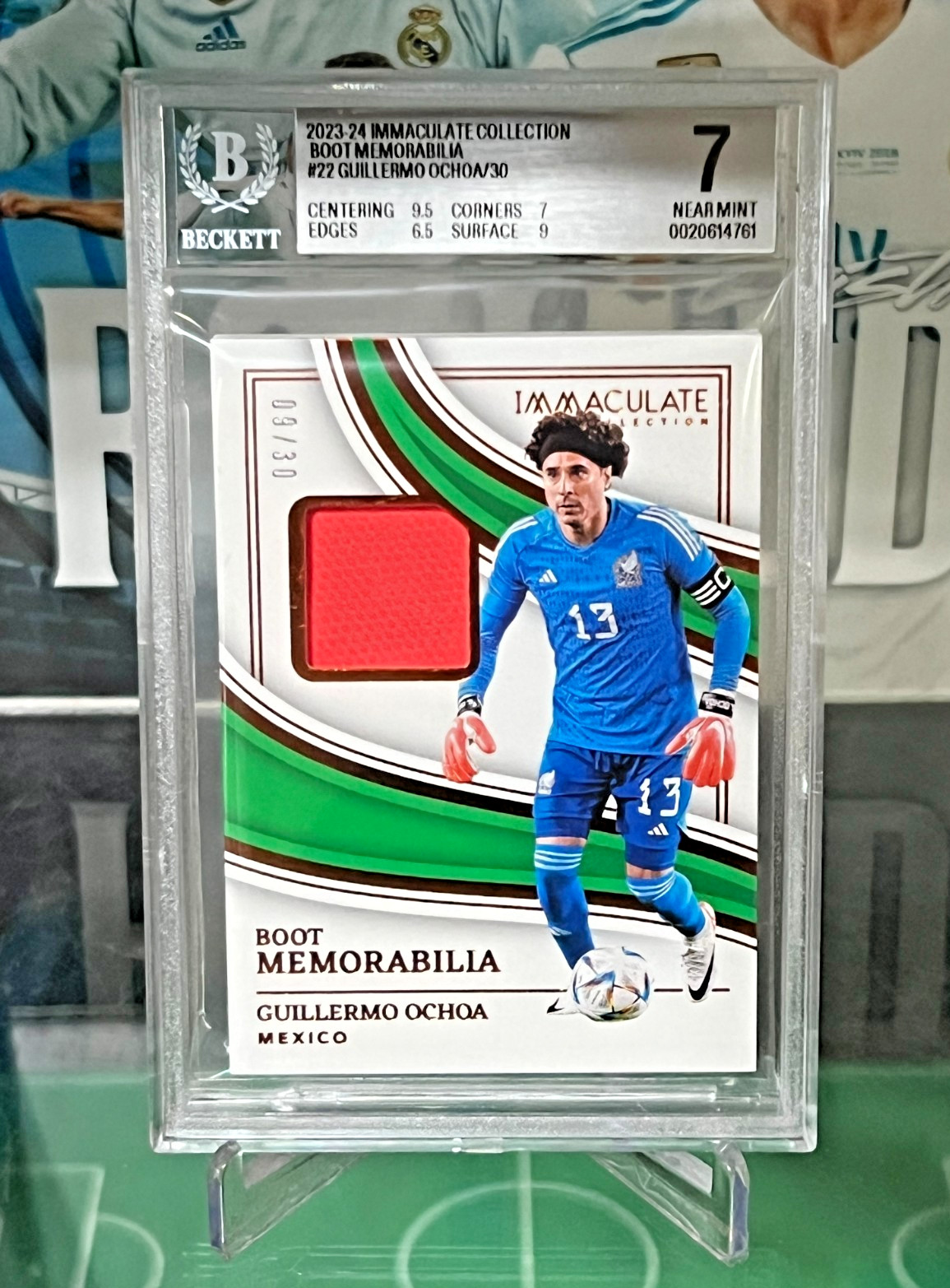 2023-24 Panini Immaculate Collection #BM-GO Guillermo Ochoa Boot Memo /30 BGS 7 2023-24 Panini Immaculate Collection #BM-GO Guillermo Ochoa Boot Memo /30 BGS 7