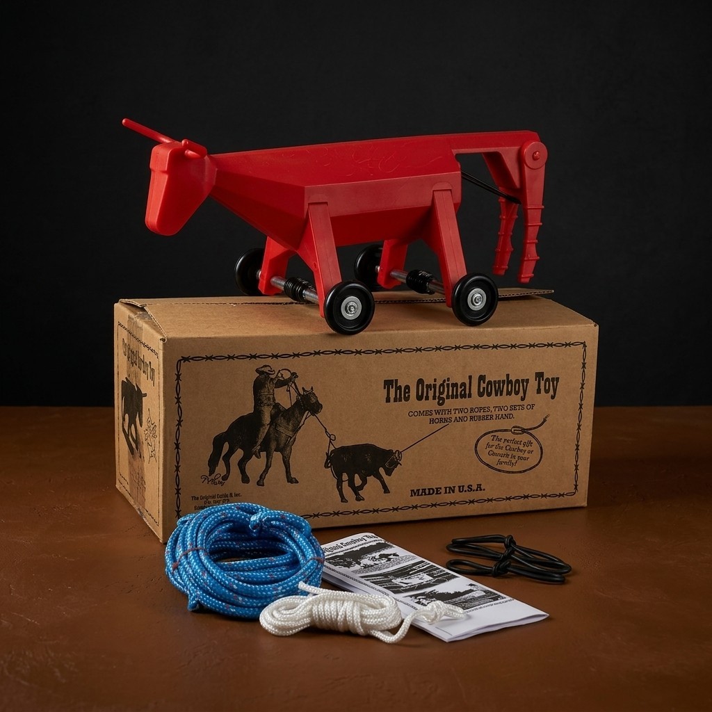 LAST ONE: RED ROLLY w/ Blue Blazer Fatboy Ropes, Original Cowboy Toy LAST ONE: RED ROLLY w/ Blue Blazer Fatboy Ropes, Original Cowboy Toy
