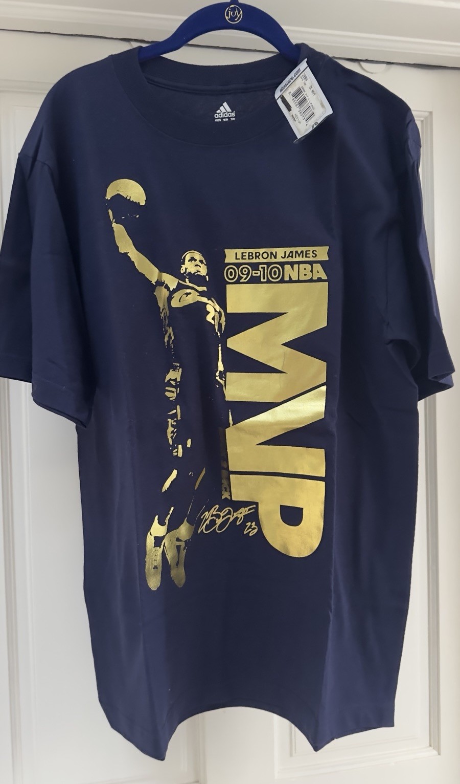 NWT adidas LeBron James NBA MVP Graphic T-Shirt Navy/Gold Size M Vintage