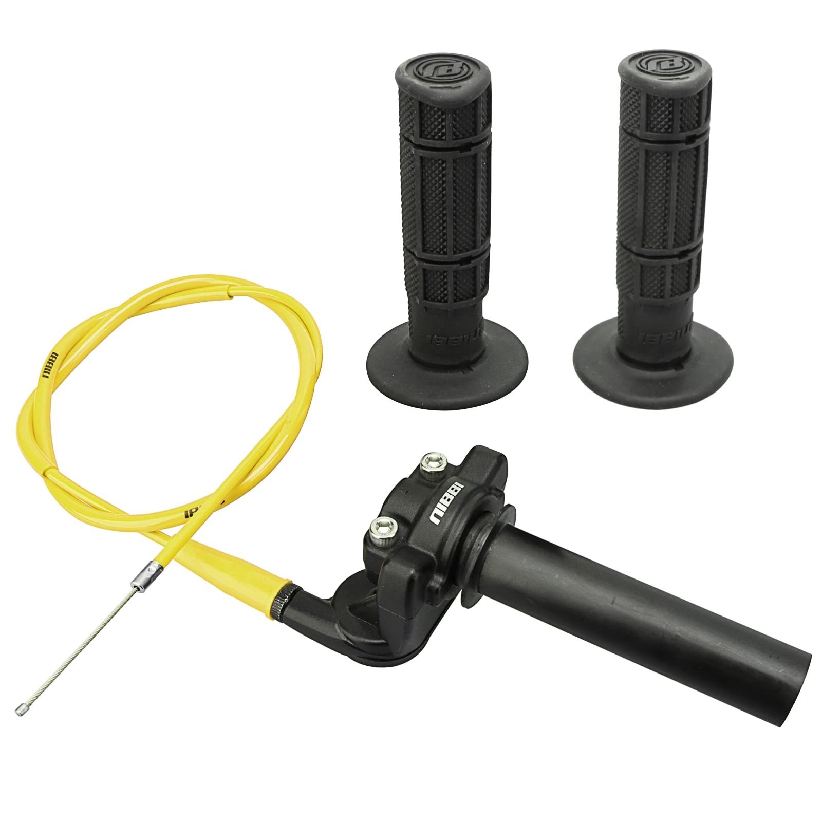 Dirt Bike Twist Throttle Assembly 22mm Aluminum Grip 41in Cable Yellow