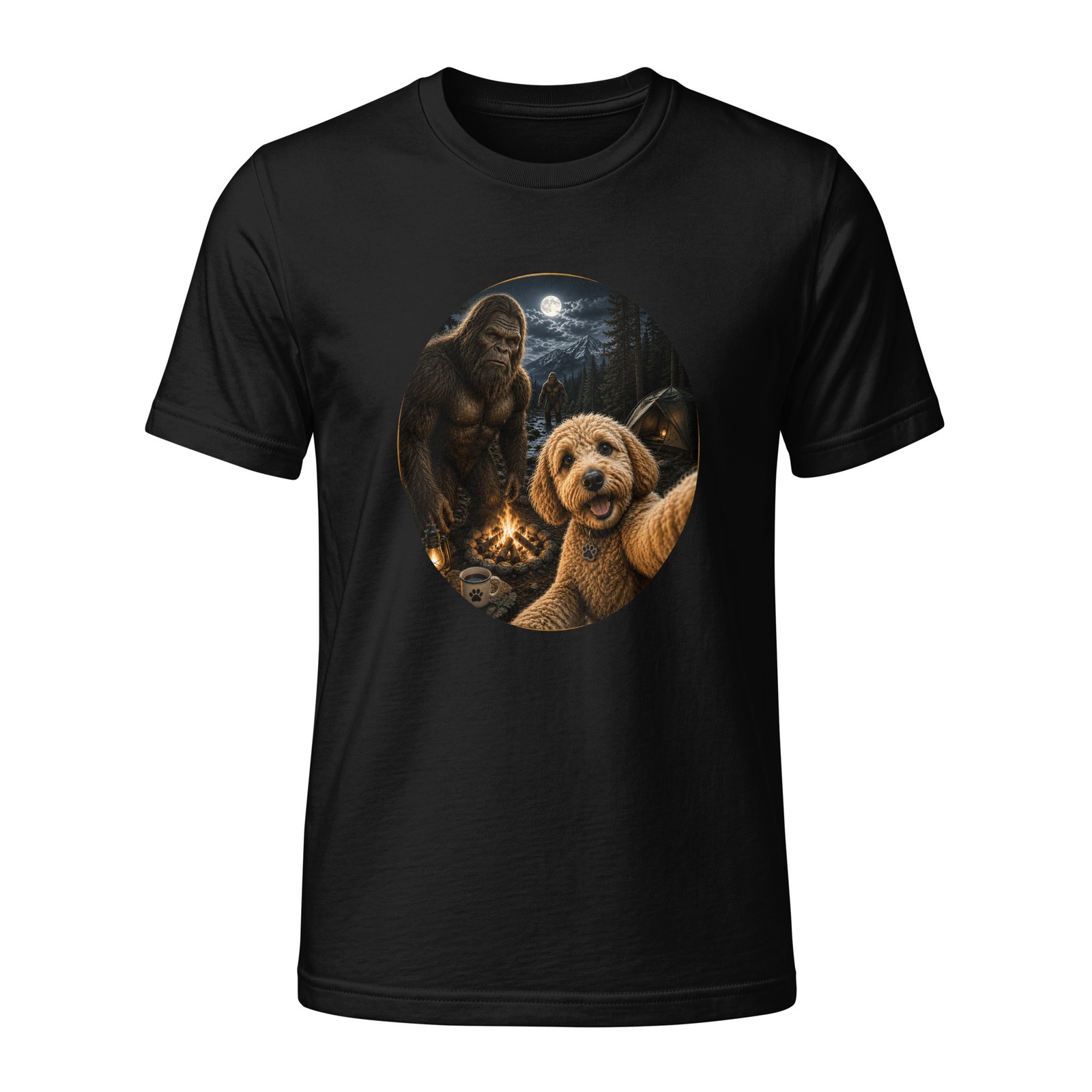 Goldendoodle Bigfoot Campfire T-Shirt Funny Dog Camping Tee FriskyBiscuits Goldendoodle Bigfoot Campfire T-Shirt Funny Dog Camping Tee FriskyBiscuits